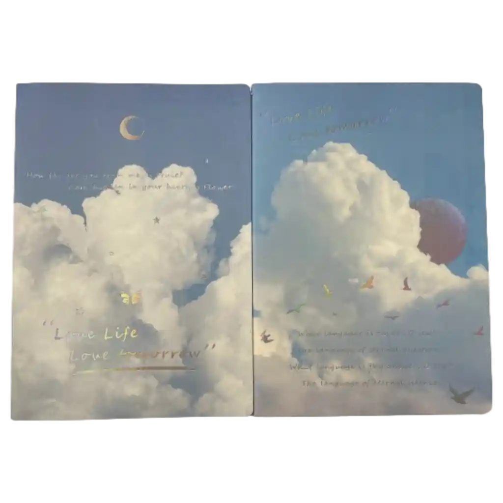 B5 Notizbuch mit Wolken-Design, liniertes Schreibheft (Blau/Mehrfarbig)