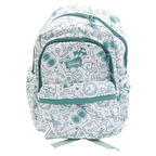 Nylon-Rucksack mit Graffiti-Design, großes Hauptfach (Grün)