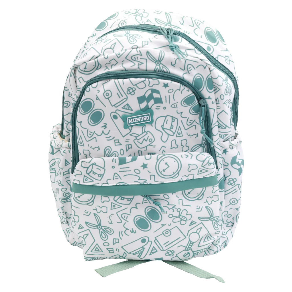 Nylon-Rucksack mit Graffiti-Design, großes Hauptfach (Grün)