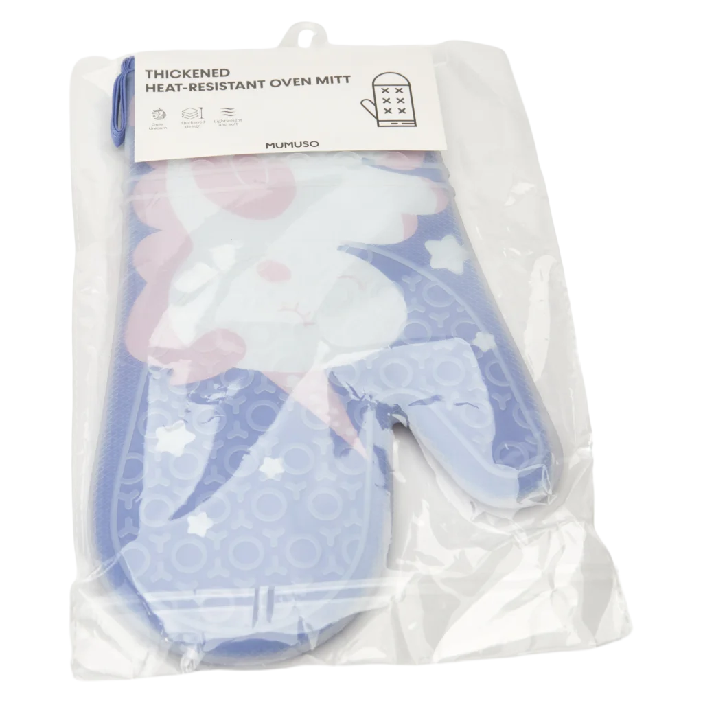 Ofenhandschuh aus Silikon und Baumwolle mit Einhorn-Design (Blau)