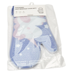 Ofenhandschuh aus Silikon und Baumwolle mit Einhorn-Design (Blau)