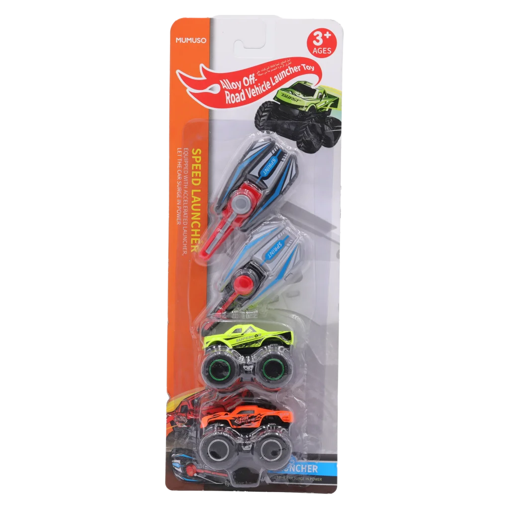 3-teiliges Offroad-Spielzeugauto Set aus Legierung mit Launcher (Grün/Blau/Orange)