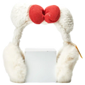 Plüsch-Ohrenschützer mit Bärenohren-Design und Schleife (Weiß)