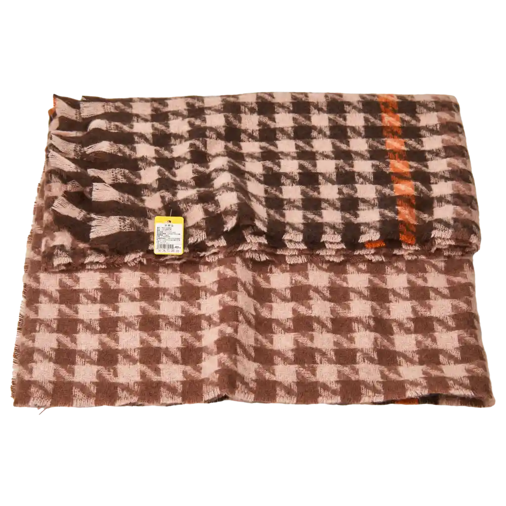Kariertes Damen Schal mit Hahnentritt-Design, Herbst/Winter (Orange/Braun)