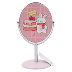 Ovaltischspiegel mit Cartoon-Tier-Design, Standfuß (Blau/Rosa)
