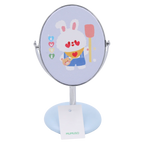 Ovaltischspiegel mit Cartoon-Tier-Design, Standfuß (Blau/Rosa)