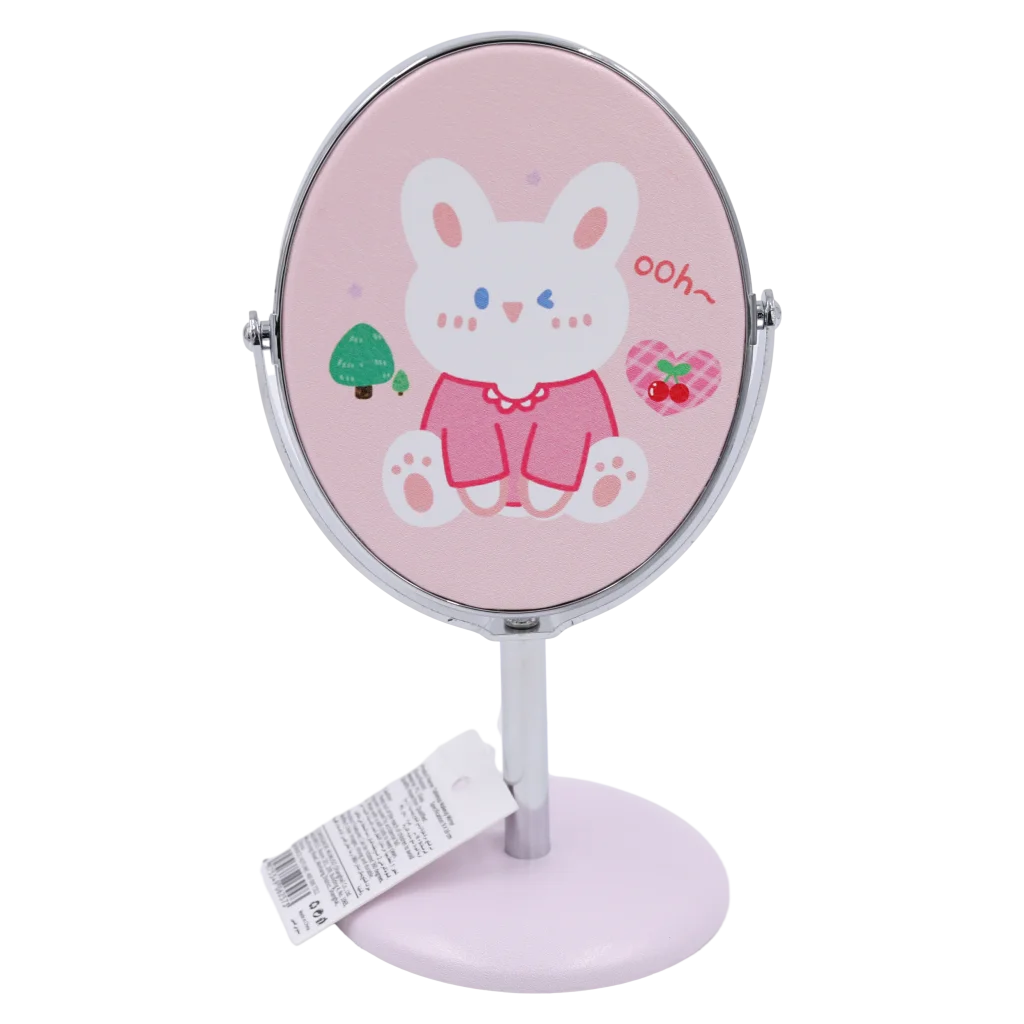 Ovaltischspiegel mit Cartoon-Tier-Design, Standfuß (Blau/Rosa)