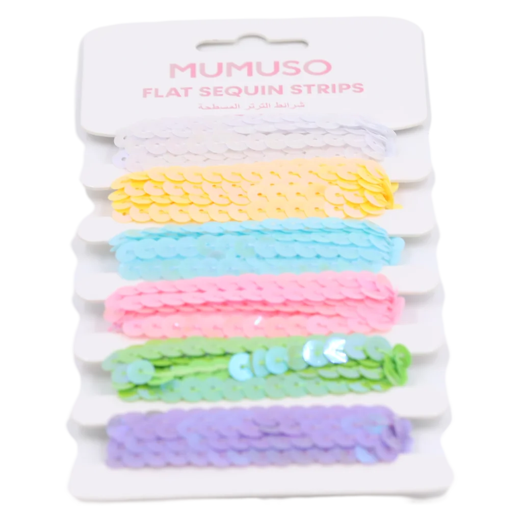 6er-Pack flache Paillettenbänder für Bastelprojekte (Weiß/Gelb/Blau/Rosa/Grün/Lila)
