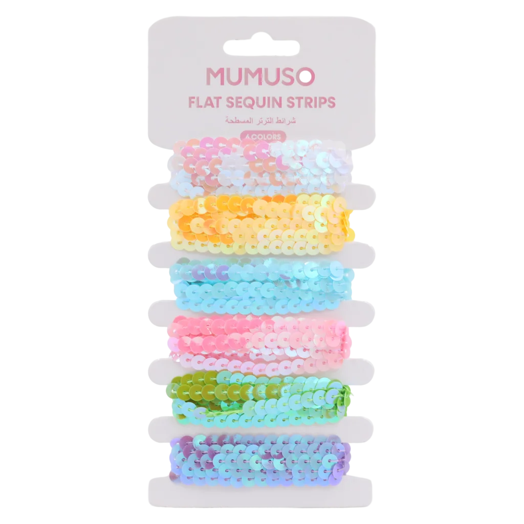 6er-Pack flache Paillettenbänder für Bastelprojekte (Weiß/Gelb/Blau/Rosa/Grün/Lila)