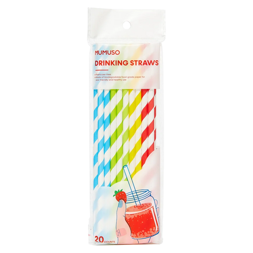 20er-Pack Papier-Trinkhalme, biologisch abbaubar (Blau/Gelb/Grün/Rot)