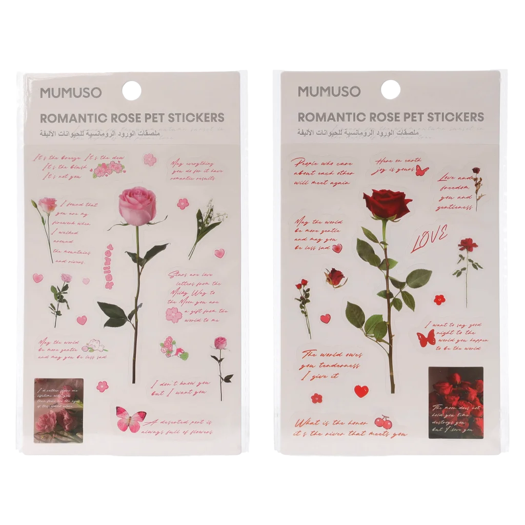 PET Sticker-Set mit Rosen-Design für Dekoration (Rosa/Rot)