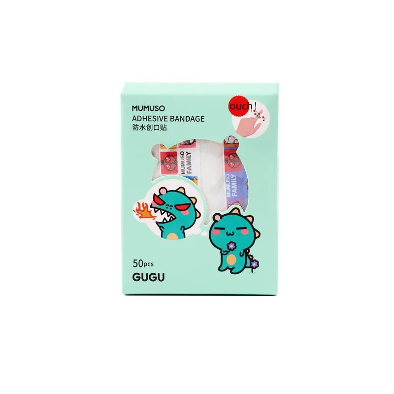 50er-Pack wasserfeste Pflaster mit Cartoon-Design (Hellblau)
