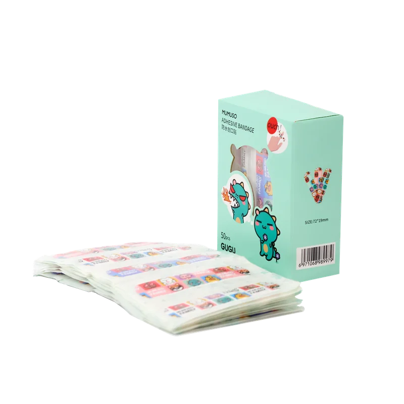 50er-Pack wasserfeste Pflaster mit Cartoon-Design (Hellblau)