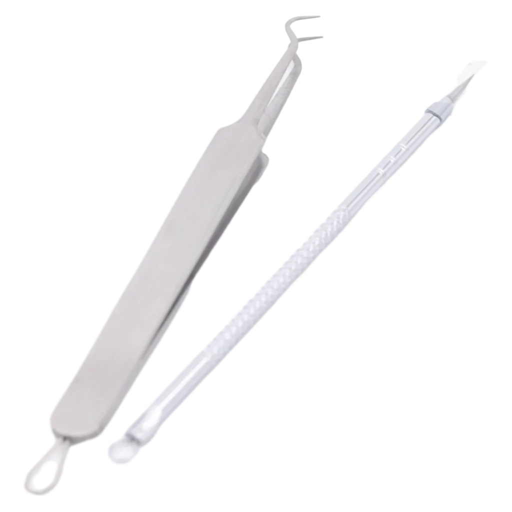 2-teiliges Edelstahl-Pickelentferner Set für Gesicht und Körper (Silber)