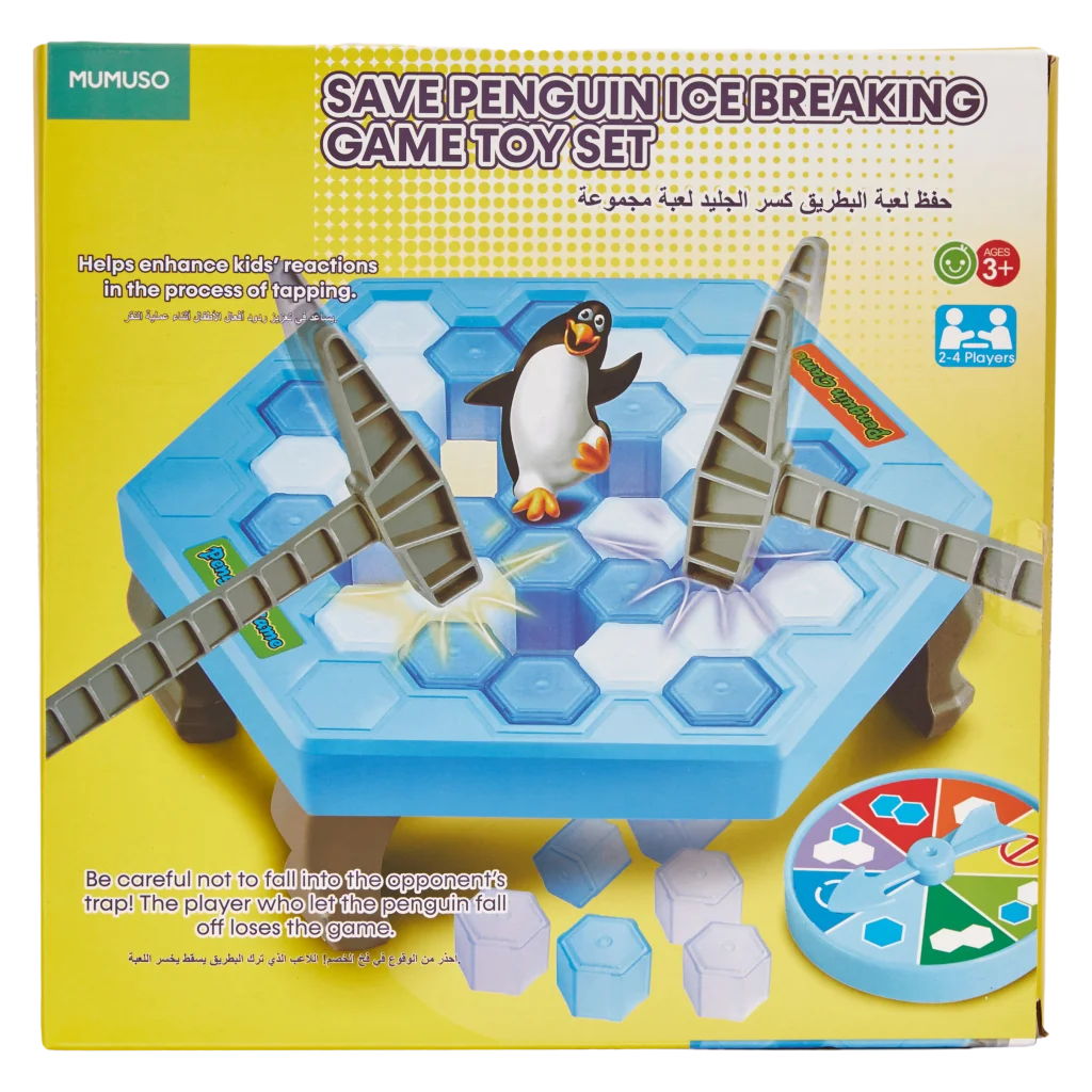 Pinguin-Eisbrecherspiel aus Kunststoff mit Pinguin-Figur (Blau/Weiß/Grau)
