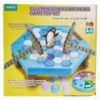 Pinguin-Eisbrecherspiel aus Kunststoff mit Pinguin-Figur (Blau/Weiß/Grau)