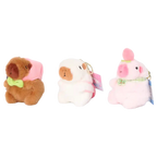 Plüsch-Schlüsselanhänger mit Capybara-Design und Pfirsich-Print (Braun/Rosa/Weiß)