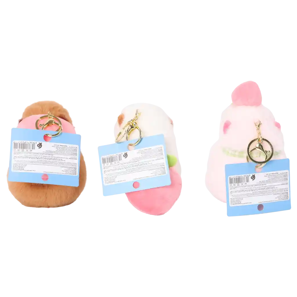 Plüsch-Schlüsselanhänger mit Capybara-Design und Pfirsich-Print (Braun/Rosa/Weiß)