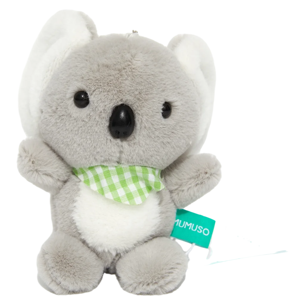 Plüsch-Anhänger Koala mit grün-weiß kariertem Halstuch (Grau/Weiß)