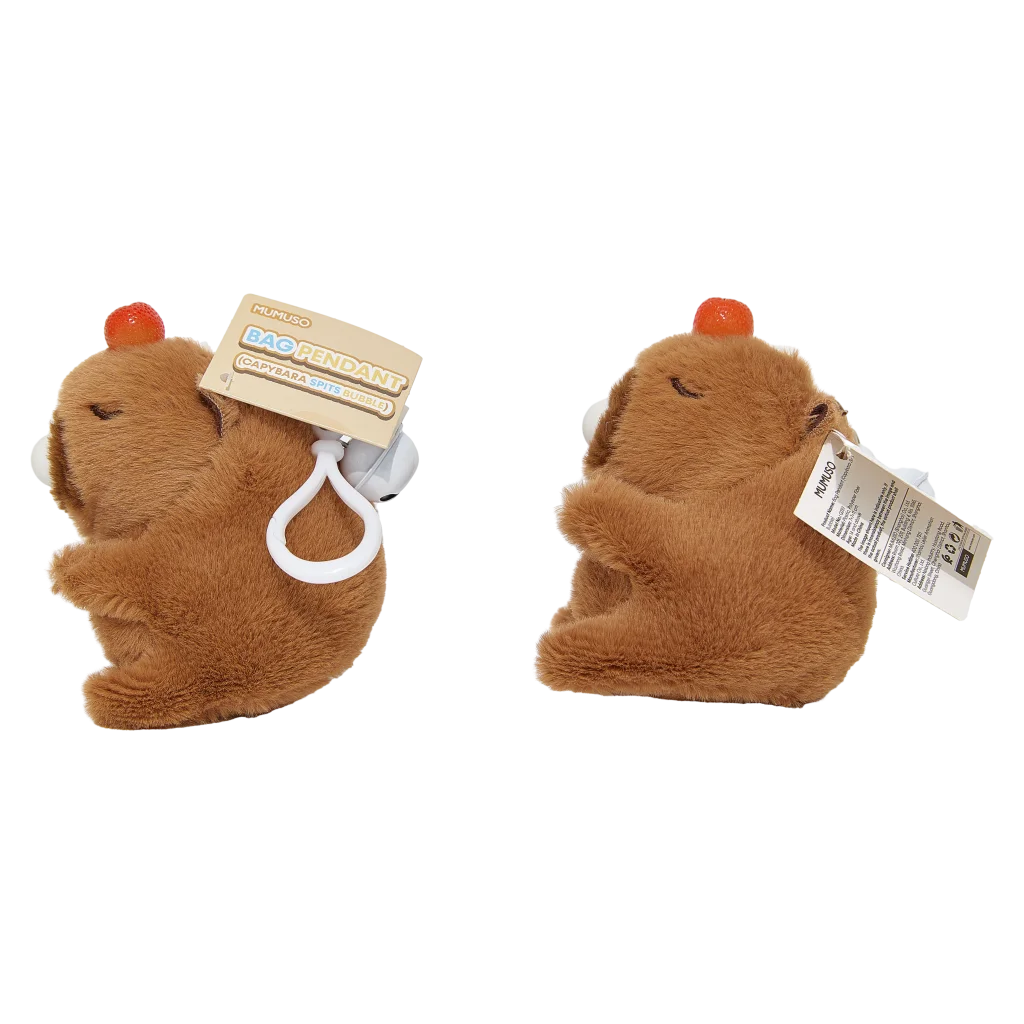 Plüsch-Anhänger aus Kunststoff und Polyester mit Capybara-Design (Braun/Rot)