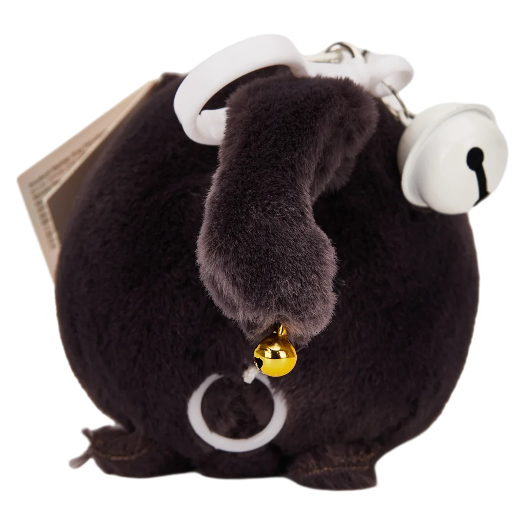 Plüsch-Taschenanhänger Katze mit beweglichem Schwanz aus PVC und Polyesterfaser (Schwarz)