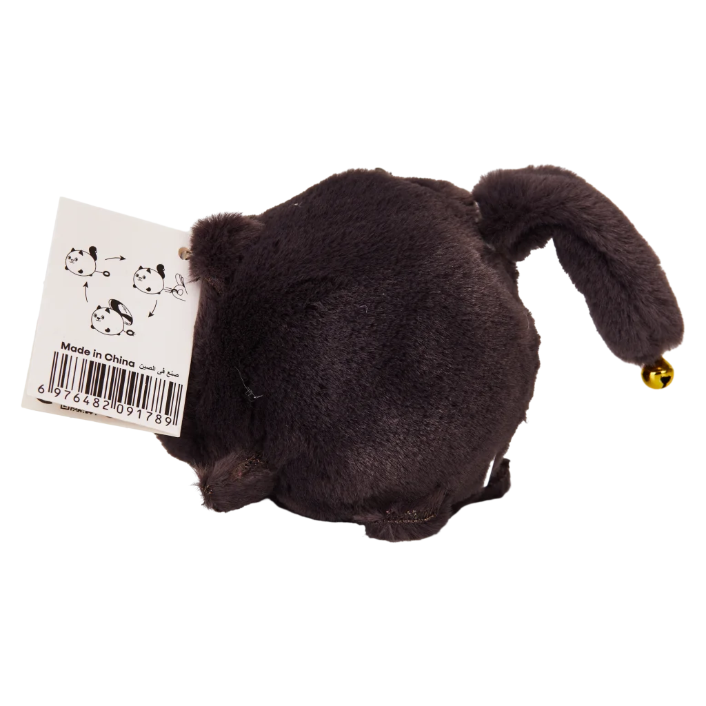 Plüsch-Taschenanhänger Katze mit beweglichem Schwanz aus PVC und Polyesterfaser (Schwarz)