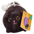Plüsch-Taschenanhänger Katze mit beweglichem Schwanz aus PVC und Polyesterfaser (Schwarz)