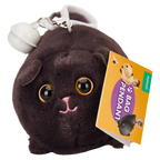 Plüsch-Taschenanhänger Katze mit beweglichem Schwanz aus PVC und Polyesterfaser (Schwarz)