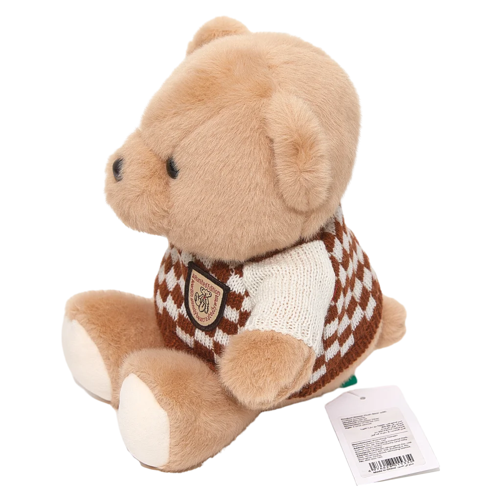 Plüschbär mit kariertem Pullover-Design, ca. 24 cm (Beige/Braun)