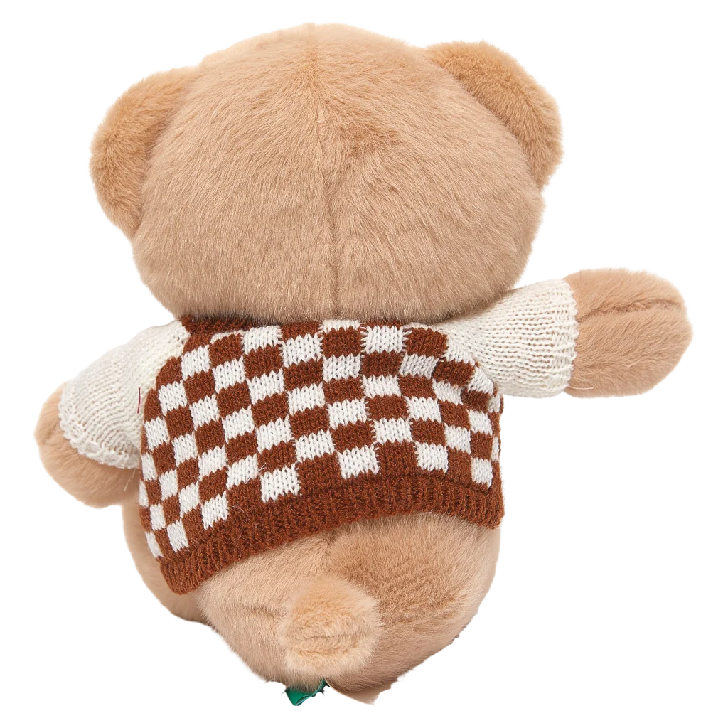 Plüschbär mit kariertem Pullover-Design, ca. 24 cm (Beige/Braun)