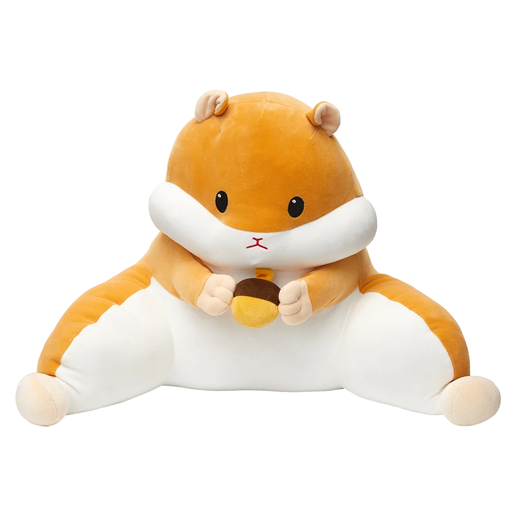 Weiches Plüschkissen mit Hamster-Design für Rücken- und Lendenstütze (Beige/Weiß)