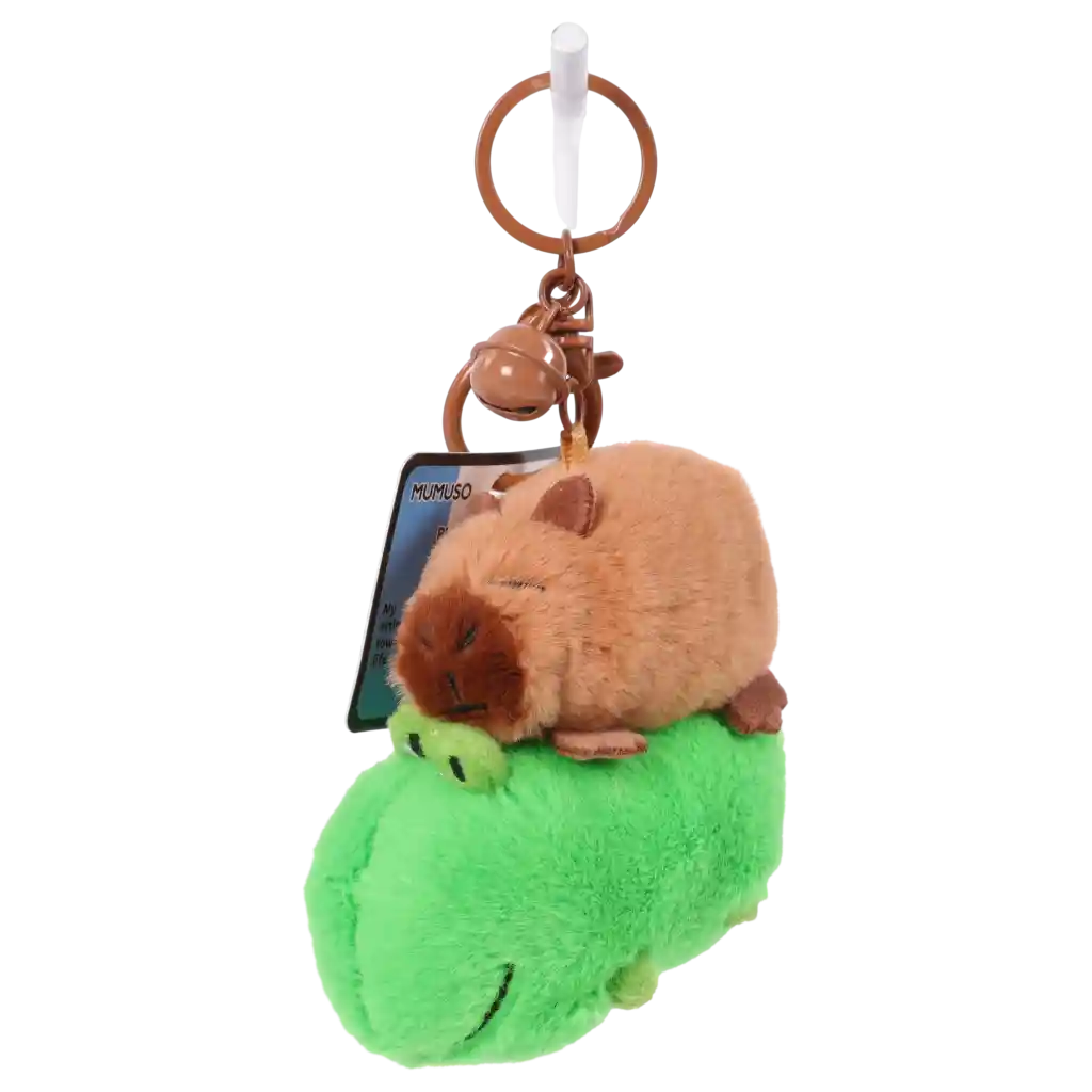 Plüsch Anhänger mit Capybara-Design aus Polyester, Schlüsselanhänger (Braun/Grün)