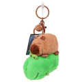 Plüsch Anhänger mit Capybara-Design aus Polyester, Schlüsselanhänger (Braun/Grün)