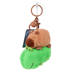 Plüsch Anhänger mit Capybara-Design aus Polyester, Schlüsselanhänger (Braun/Grün)
