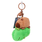 Plüsch Anhänger mit Capybara-Design aus Polyester, Schlüsselanhänger (Braun/Grün)
