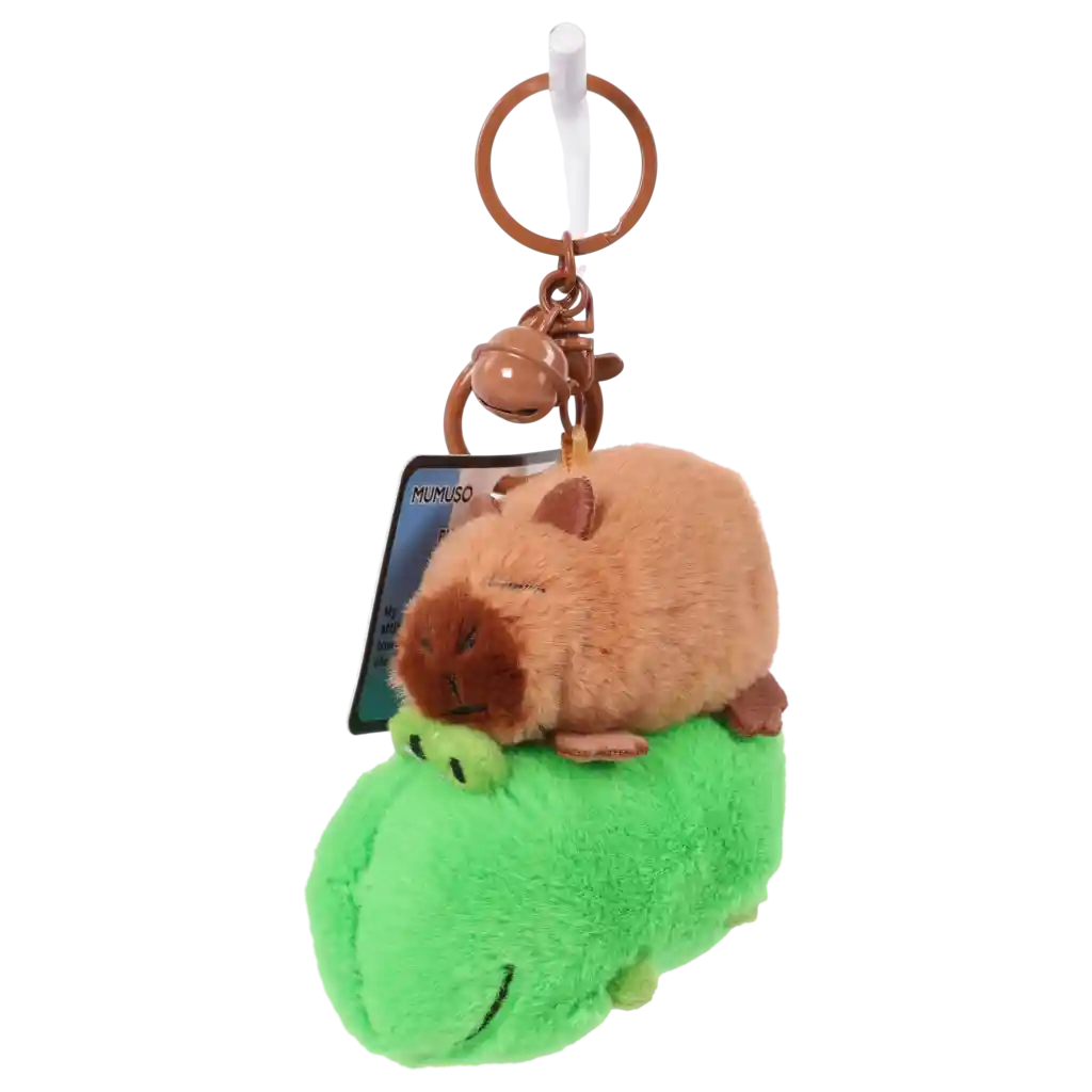Plüsch Anhänger mit Capybara-Design aus Polyester, Schlüsselanhänger (Braun/Grün)
