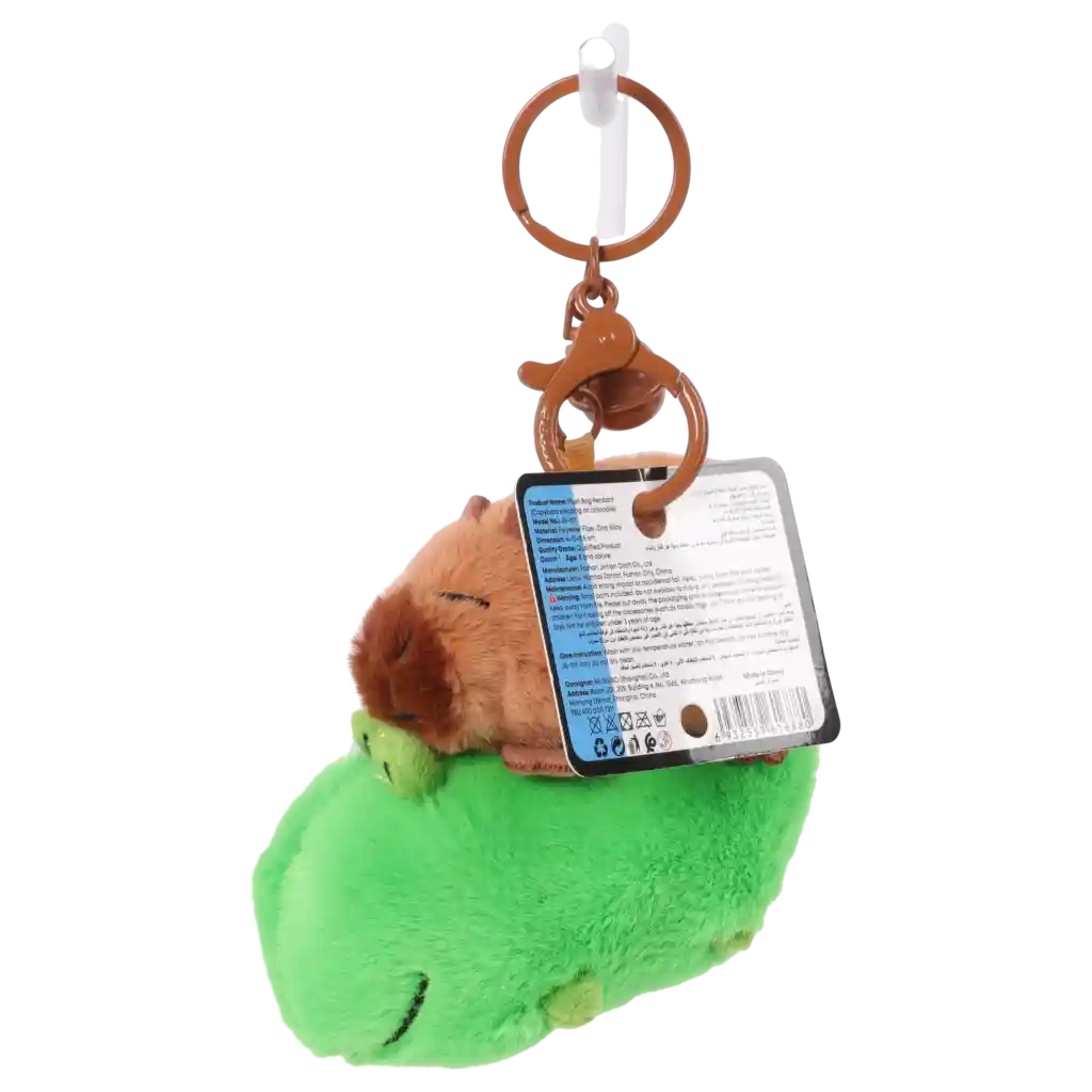 Plüsch Anhänger mit Capybara-Design aus Polyester, Schlüsselanhänger (Braun/Grün)