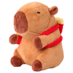 Plüschtier Capybara, 35 cm, mit Rucksack-Print (Braun)