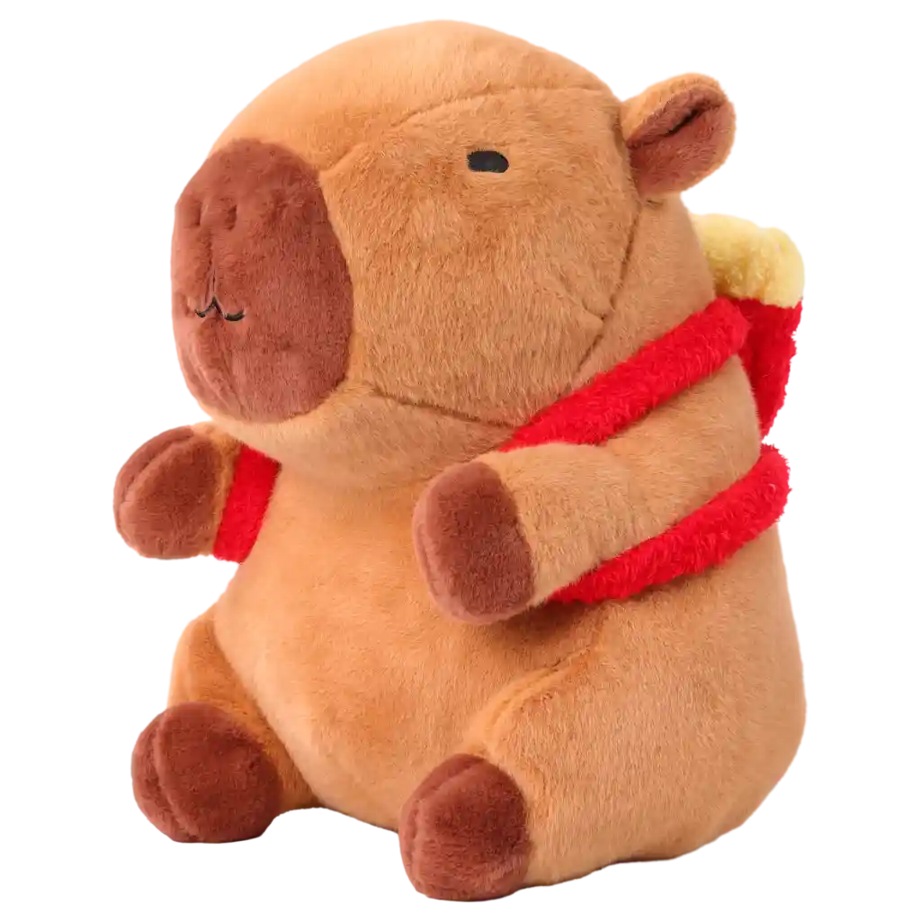 Plüschtier Capybara, 35 cm, mit Rucksack-Print (Braun)