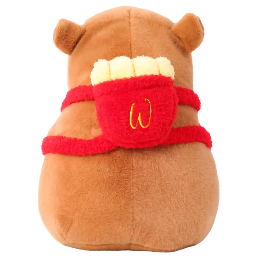 Plüschtier Capybara, 35 cm, mit Rucksack-Print (Braun)