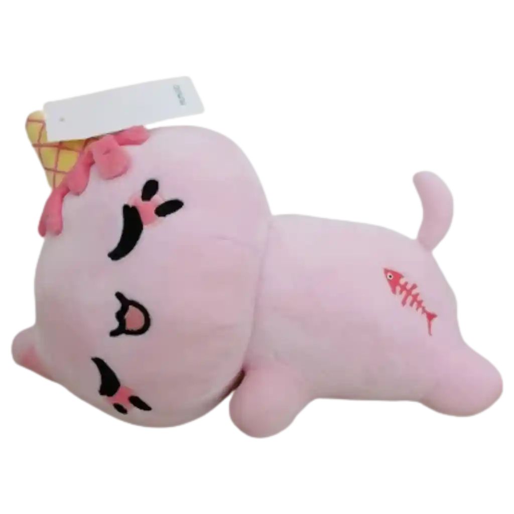 Plüschtier Katze in liegender Form, 35 cm mit Eis-Design (Pink)