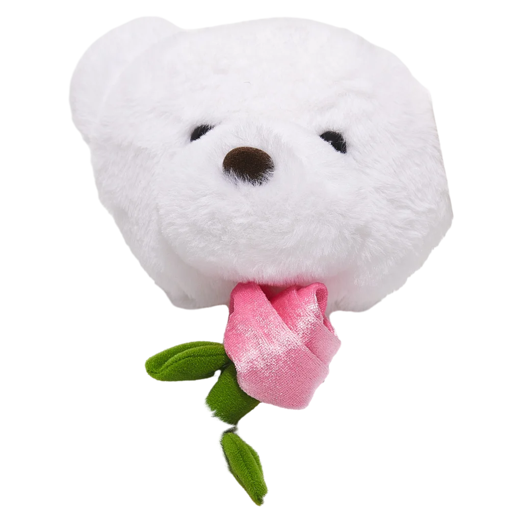 Plüschtier Bär mit Blume, 35 cm (Weiß/Rosa-Blume)