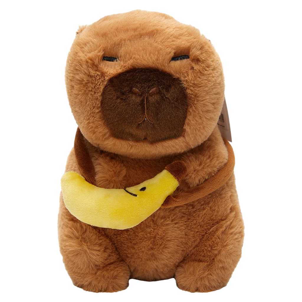 Plüschtier Capybara mit Bananen-Design, 23 cm (Braun)