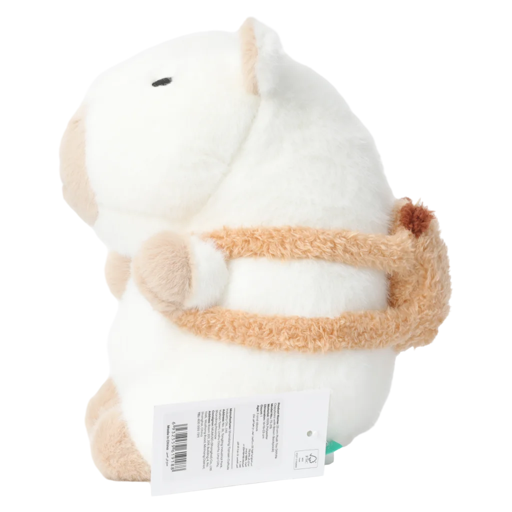 Plüschtier Capybara mit Rucksack-Design, 23 cm (Weiß/Braun)
