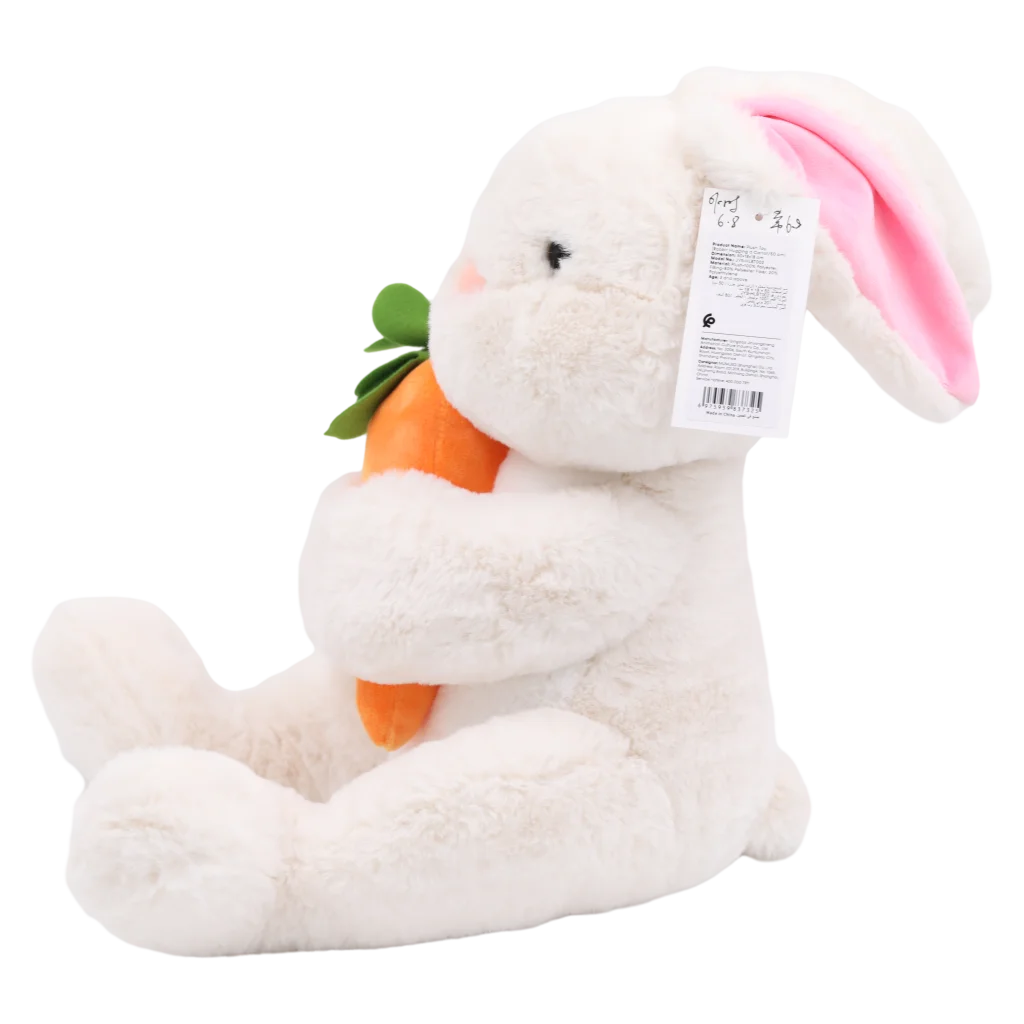 Plüschtier Hase, 50 cm, mit Karotten-Design (Weiß)