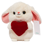 Plüschtier Hase mit Herz, 25 cm (Creme/Rot)