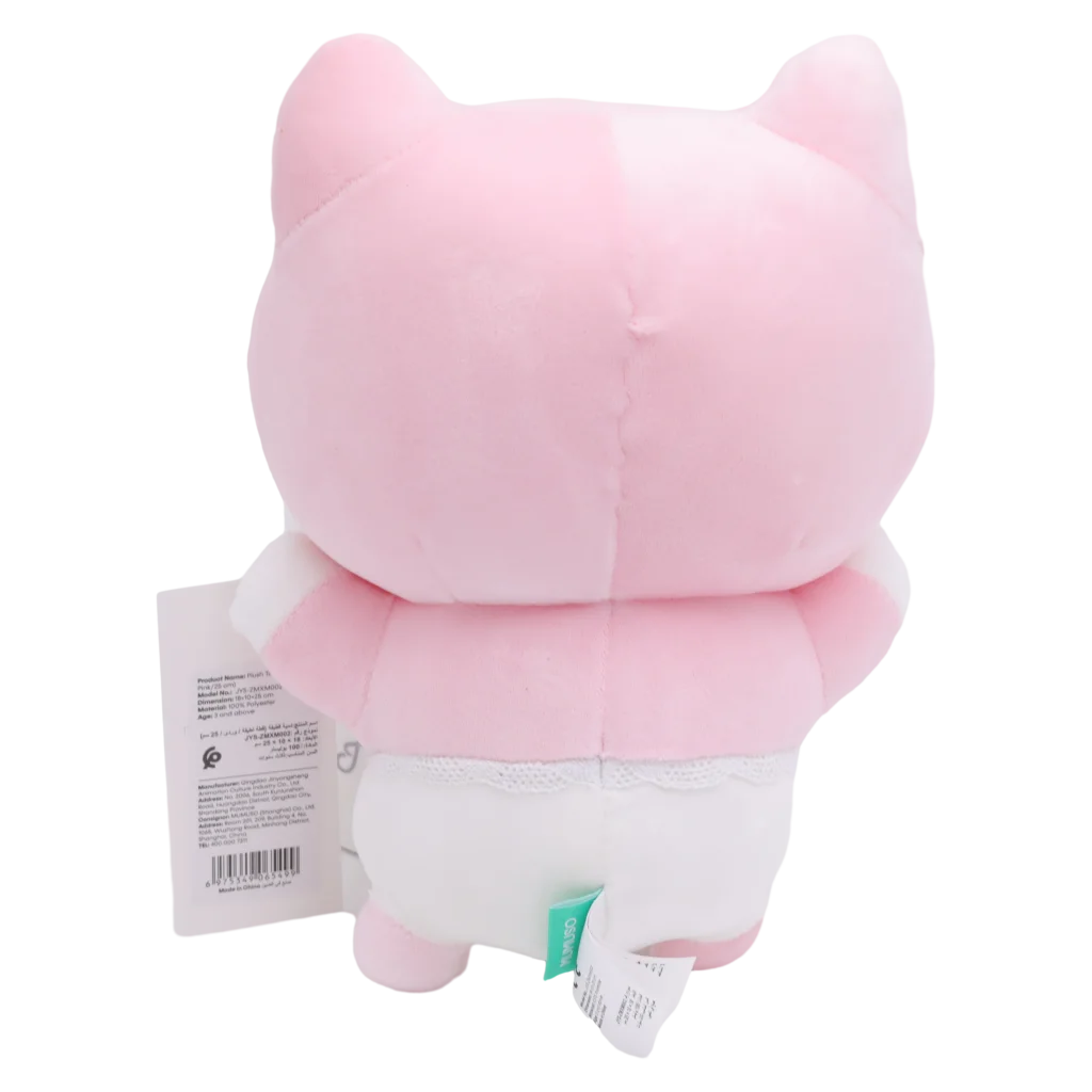 Plüschtier Katze, 25 cm aus Elasthan mit Katzen-Design (Pink)