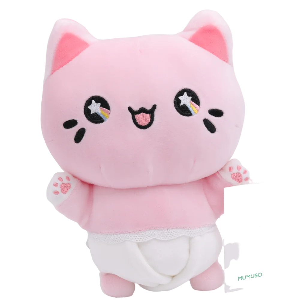 Plüschtier Katze, 25 cm aus Elasthan mit Katzen-Design (Pink)