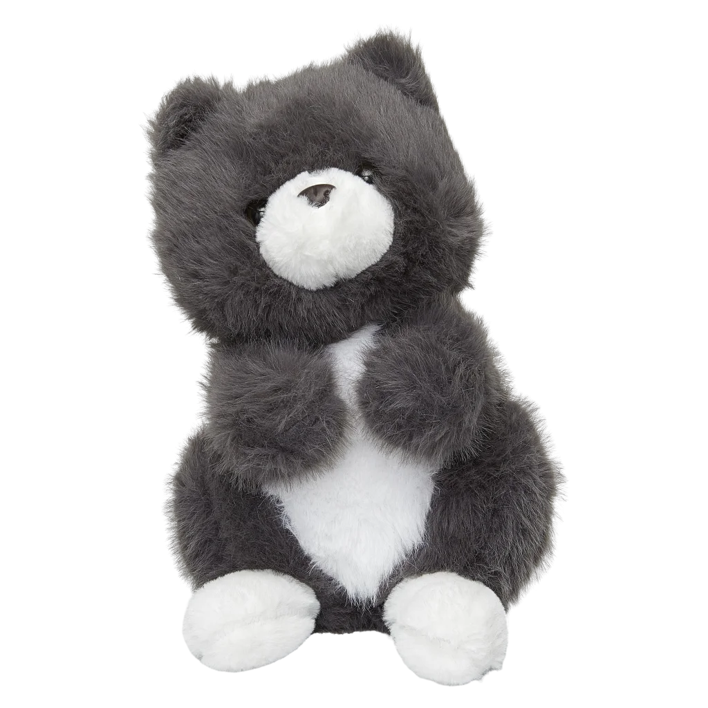 Plüschtier Katze sitzend, 28 cm, aus Polyester (Grau/Braun)