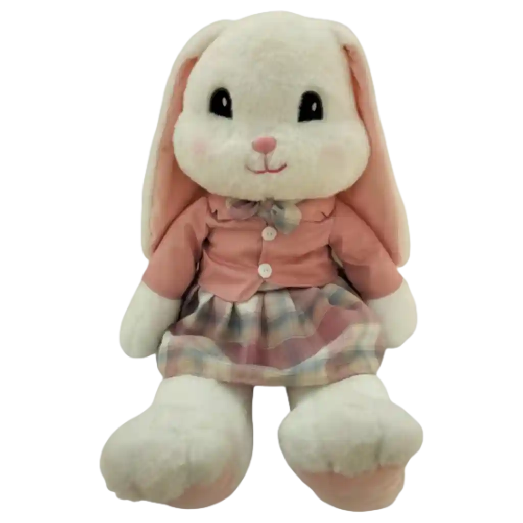 Plüschtier Hase aus Kunsthasenfell, 50 cm mit Mondhase-Design (Rosa)